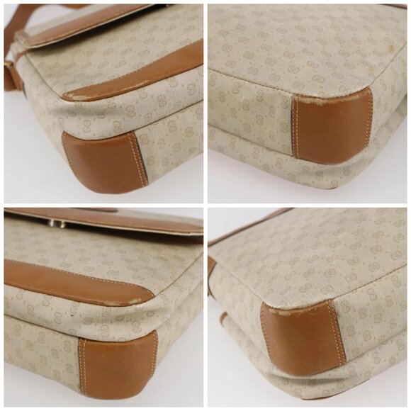 GUCCI Micro GG Supreme Shoulder Bag PVC White Gold Auth BA6748 - Picture 16 of 16